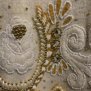 Vintage Belldini Ivory Wool & Angora Embellished Sweater Size M